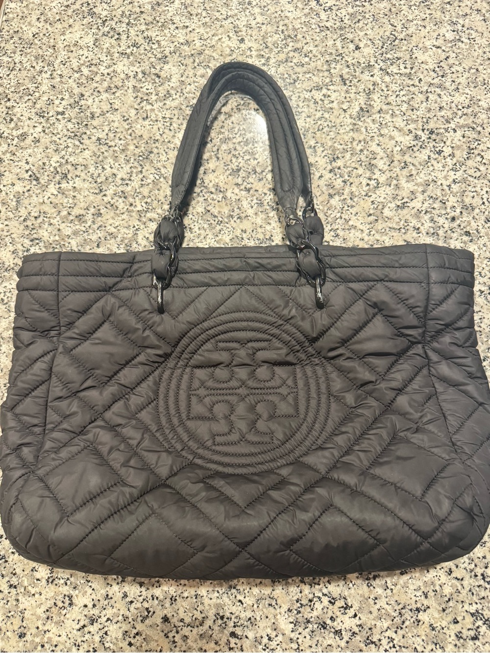 Tory Burch Black Quilted Nylon Tote - Picture 10 of 10